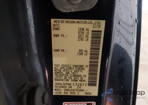 2011 Nissan Altima 2.5 S z USA, uszkodzony, nr VIN 1N4AL2EPXBC132672